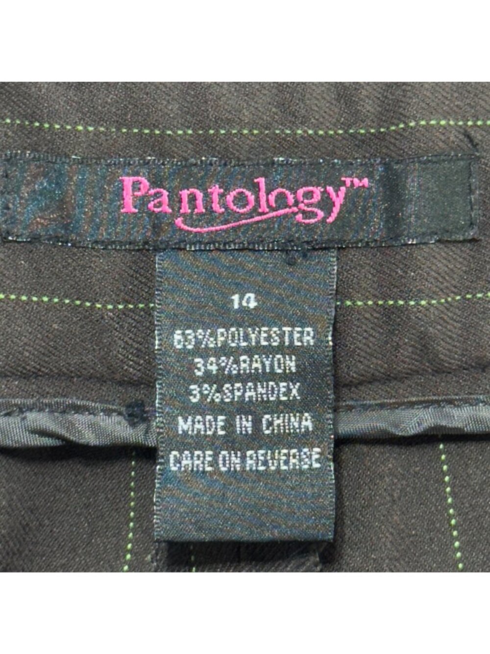 Pantology Womens Pinstripe Trousers Brown Size 14 Polyester/Rayon/Spandex - Picture 11 of 13